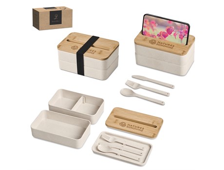 Okiyo Dura Wheat Straw Lunch Box & Phone Stand